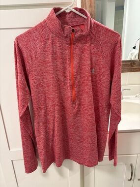 Women’s Under Armour Heathered Coral Quarter-Zip Pullover